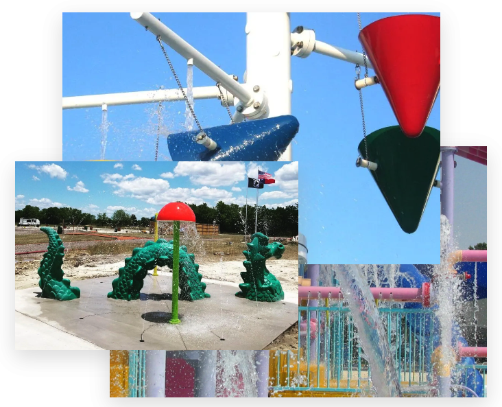 collage of splash pads big and small